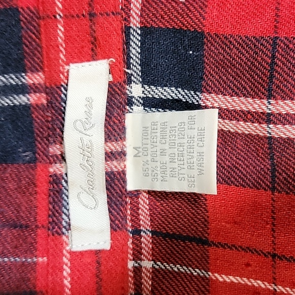 Charlotte Russe Plaid Flannel Ruffled Front Top - Picture 3 of 4